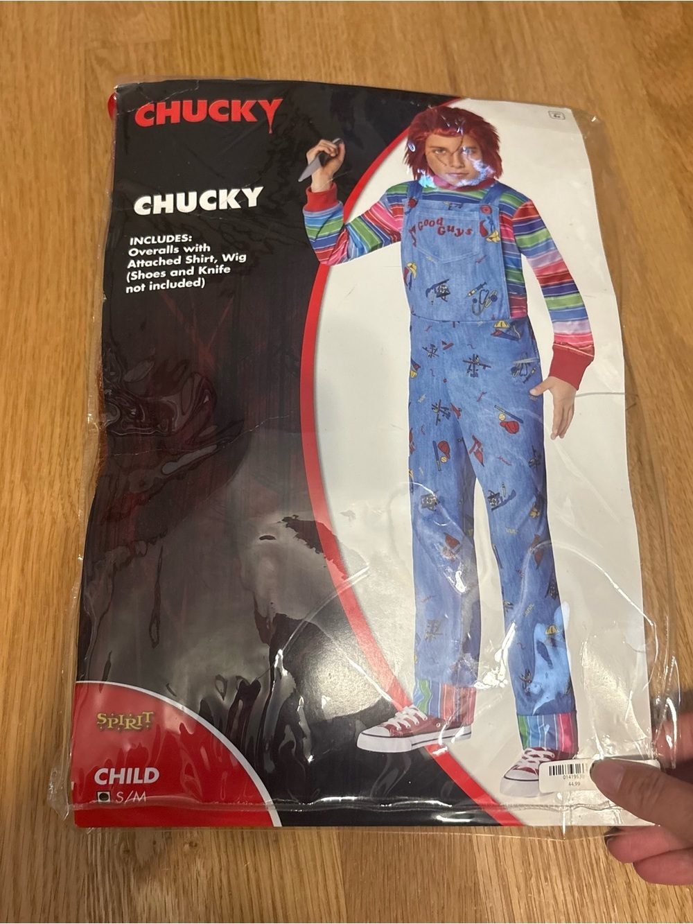 Chucky Kids Costume - Blue Overalls with Striped Shirt & Wig Small Spirit